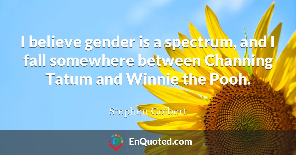 I believe gender is a spectrum, and I fall somewhere between Channing Tatum and Winnie the Pooh.