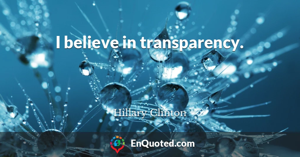 I believe in transparency.