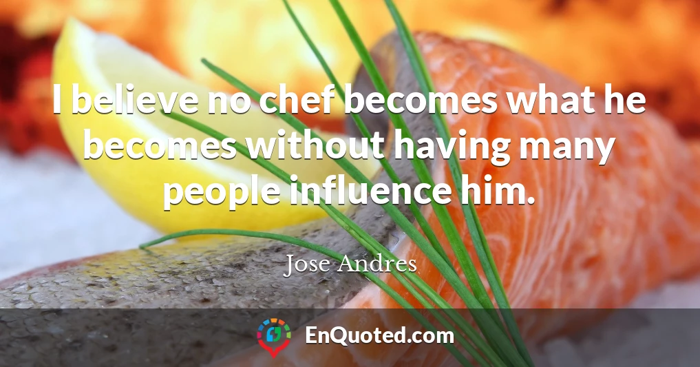 I believe no chef becomes what he becomes without having many people influence him.