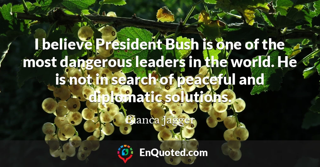 I believe President Bush is one of the most dangerous leaders in the world. He is not in search of peaceful and diplomatic solutions.