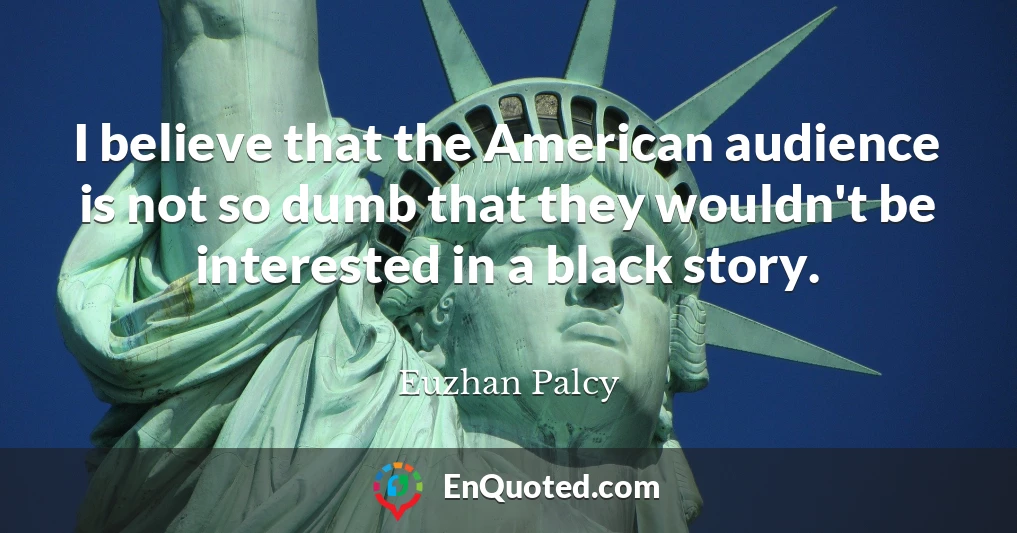 I believe that the American audience is not so dumb that they wouldn't be interested in a black story.