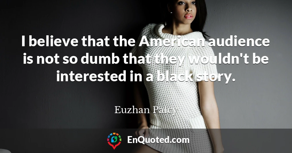 I believe that the American audience is not so dumb that they wouldn't be interested in a black story.