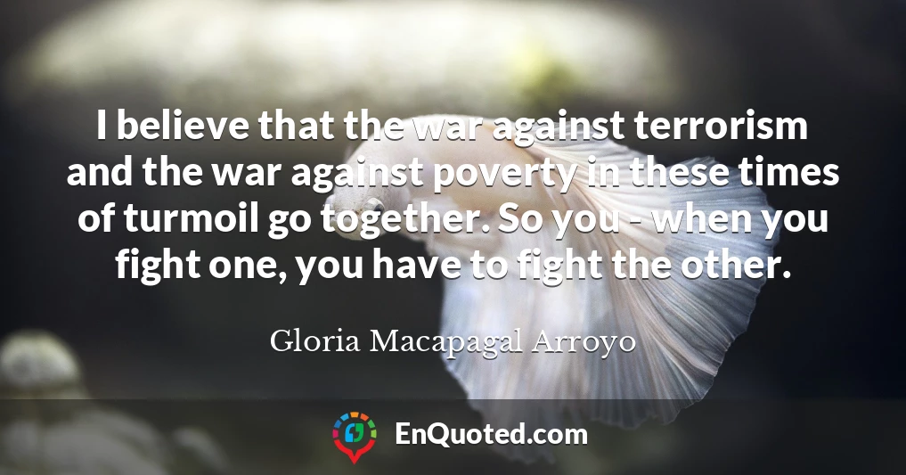 I believe that the war against terrorism and the war against poverty in these times of turmoil go together. So you - when you fight one, you have to fight the other.