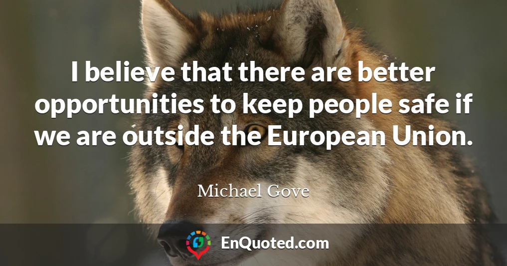 I believe that there are better opportunities to keep people safe if we are outside the European Union.