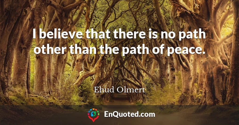 I believe that there is no path other than the path of peace.
