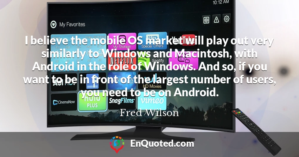 I believe the mobile OS market will play out very similarly to Windows and Macintosh, with Android in the role of Windows. And so, if you want to be in front of the largest number of users, you need to be on Android.