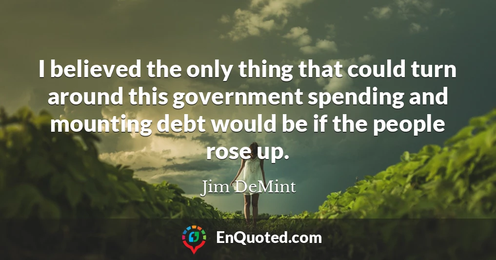 I believed the only thing that could turn around this government spending and mounting debt would be if the people rose up.
