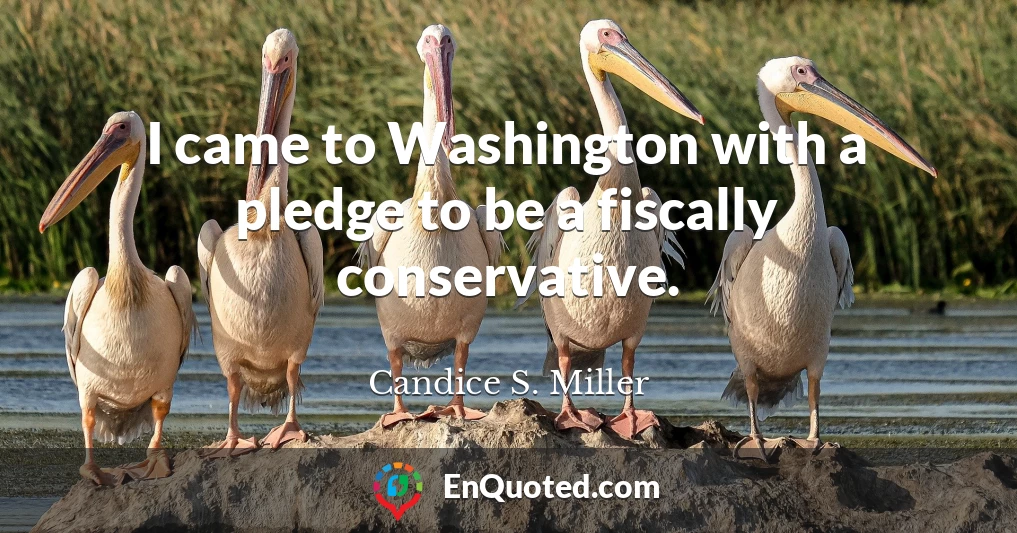 I came to Washington with a pledge to be a fiscally conservative.