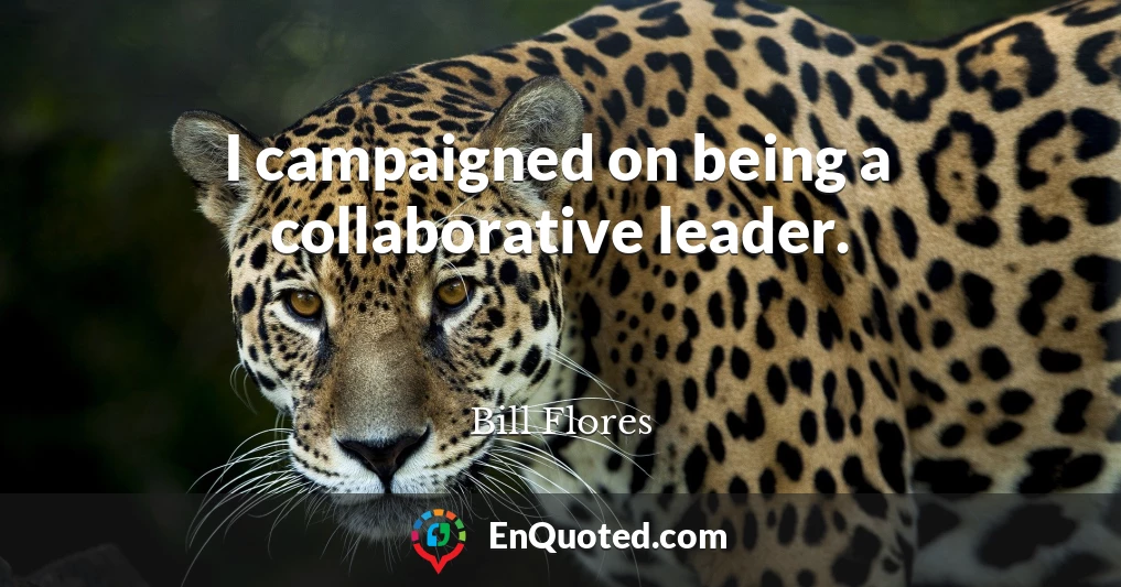 I campaigned on being a collaborative leader.