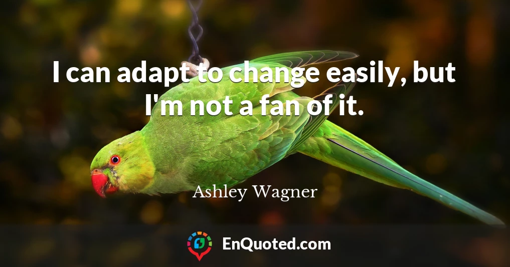 I can adapt to change easily, but I'm not a fan of it.