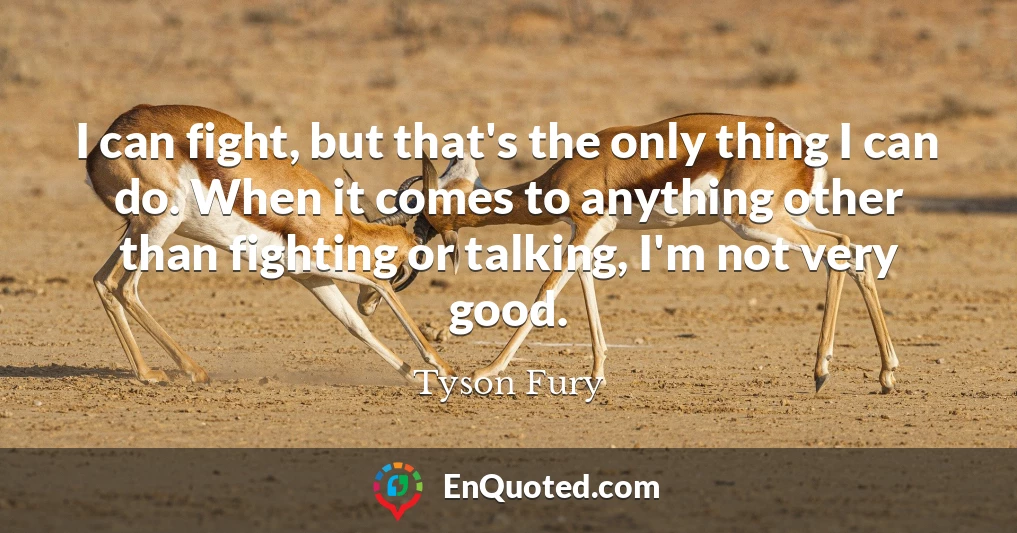 I can fight, but that's the only thing I can do. When it comes to anything other than fighting or talking, I'm not very good.