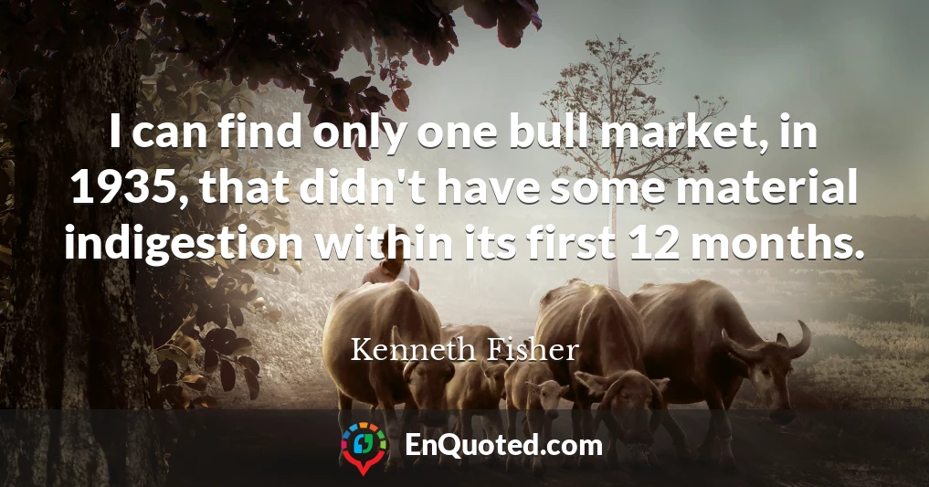 I can find only one bull market, in 1935, that didn't have some material indigestion within its first 12 months.