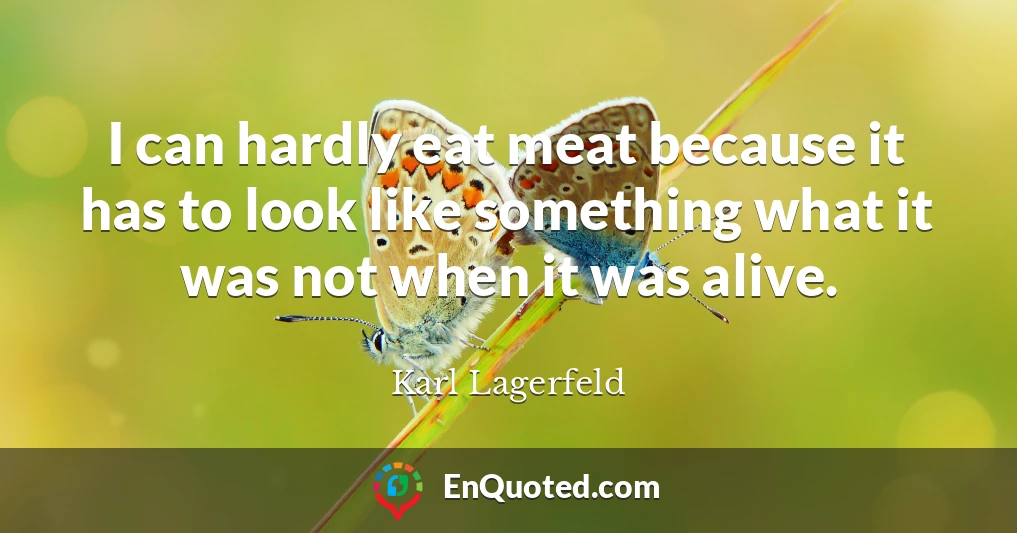 I can hardly eat meat because it has to look like something what it was not when it was alive.