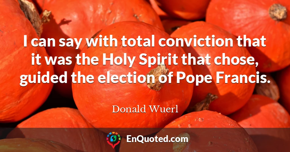 I can say with total conviction that it was the Holy Spirit that chose, guided the election of Pope Francis.