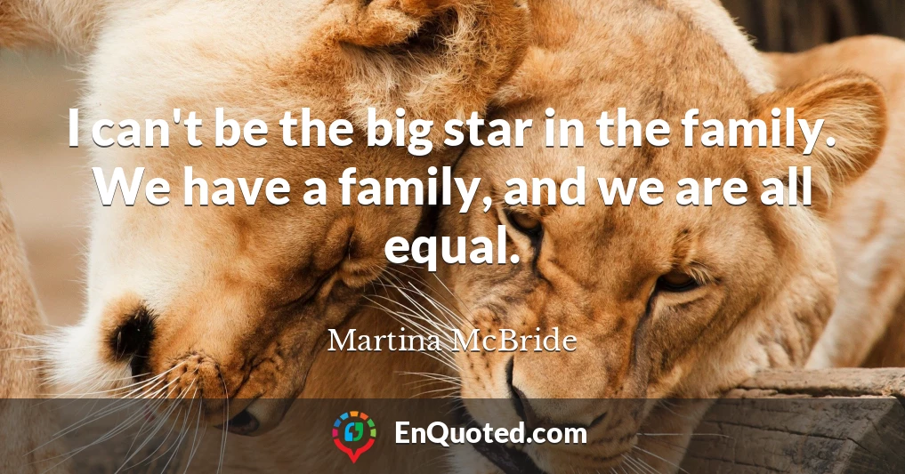 I can't be the big star in the family. We have a family, and we are all equal.