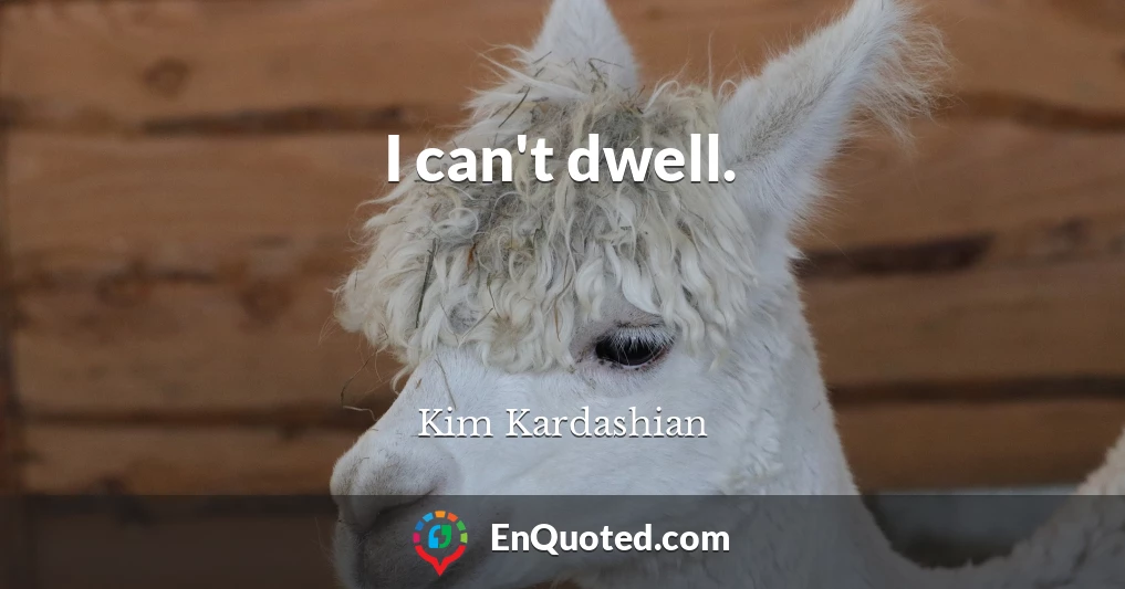 I can't dwell.