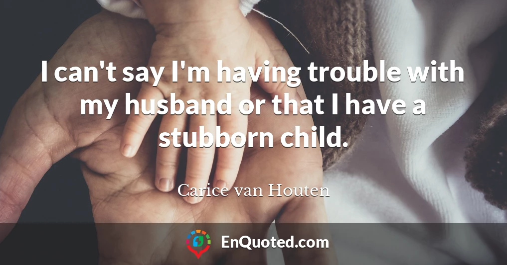 I can't say I'm having trouble with my husband or that I have a stubborn child.