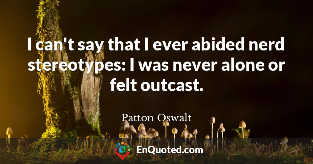 I can't say that I ever abided nerd stereotypes: I was never alone or felt outcast.