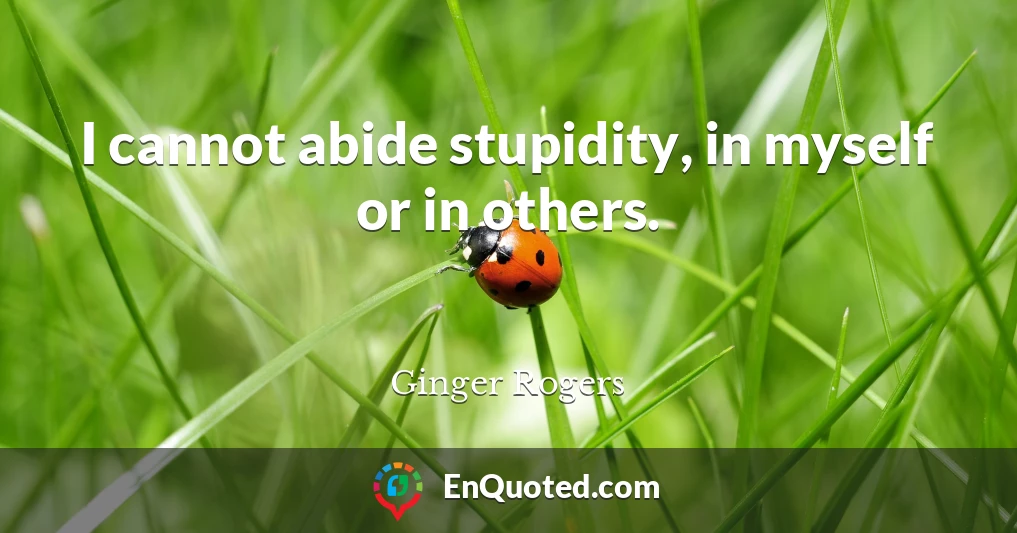 I cannot abide stupidity, in myself or in others.