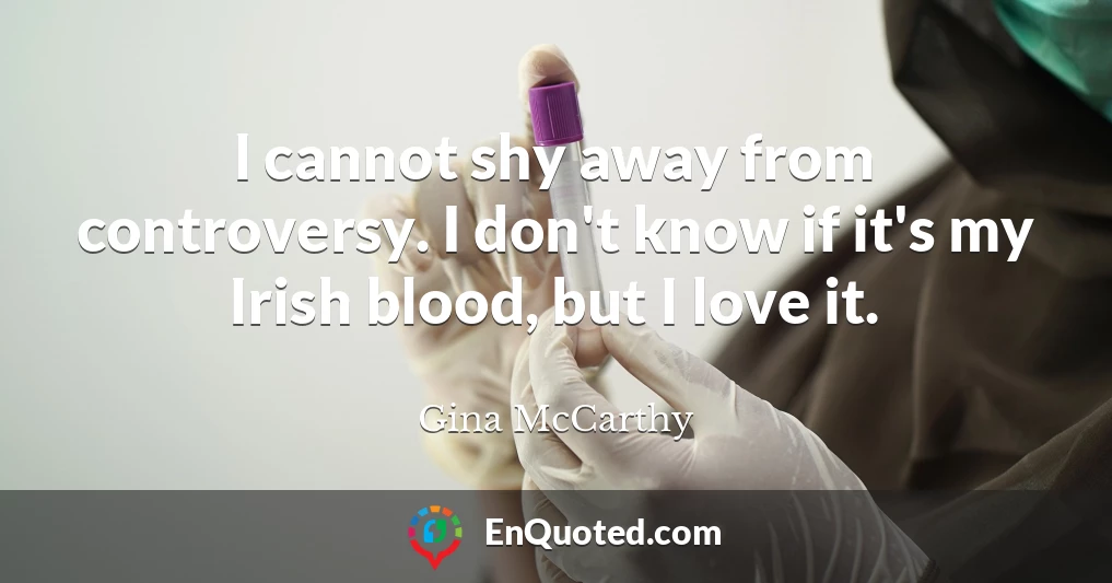 I cannot shy away from controversy. I don't know if it's my Irish blood, but I love it.