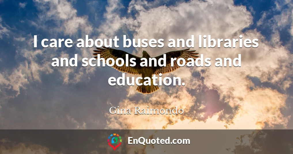 I care about buses and libraries and schools and roads and education.