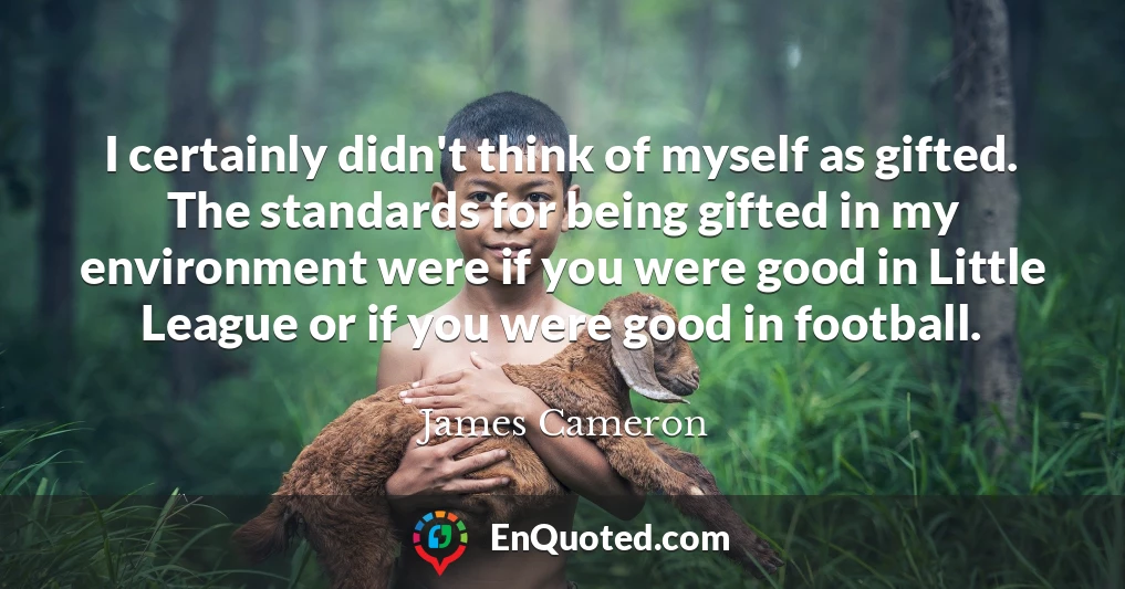 I certainly didn't think of myself as gifted. The standards for being gifted in my environment were if you were good in Little League or if you were good in football.