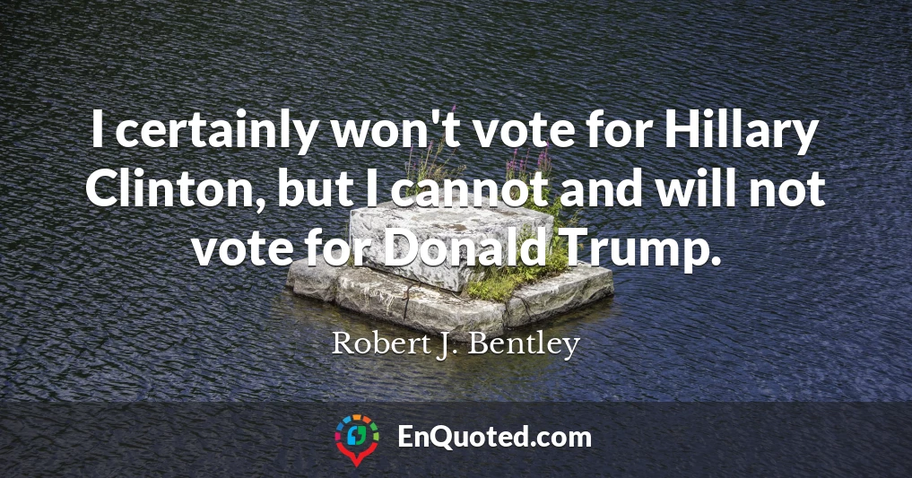 I certainly won't vote for Hillary Clinton, but I cannot and will not vote for Donald Trump.