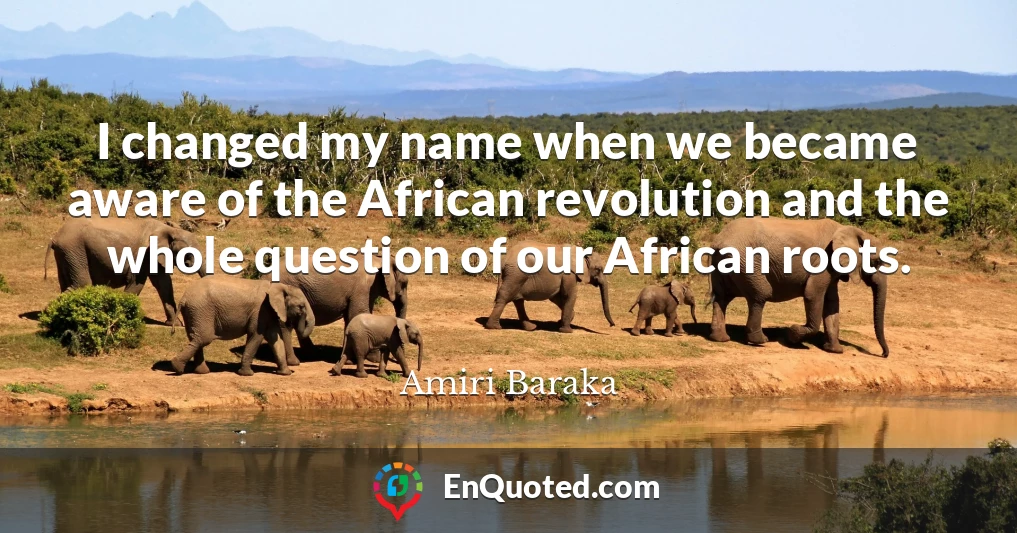I changed my name when we became aware of the African revolution and the whole question of our African roots.