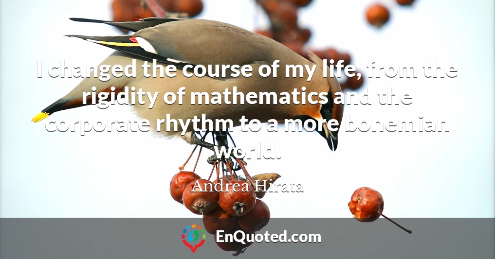 I changed the course of my life, from the rigidity of mathematics and the corporate rhythm to a more bohemian world.