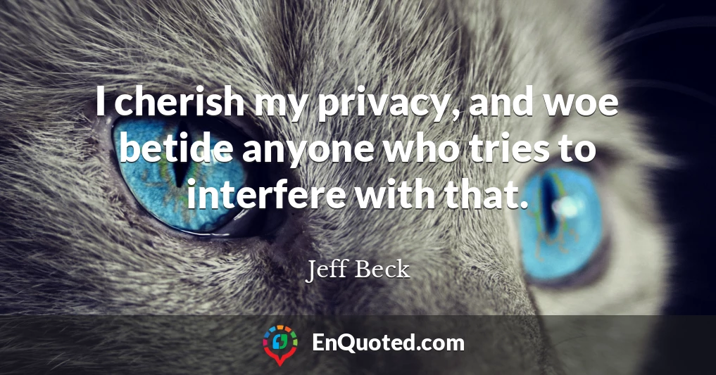 I cherish my privacy, and woe betide anyone who tries to interfere with that.