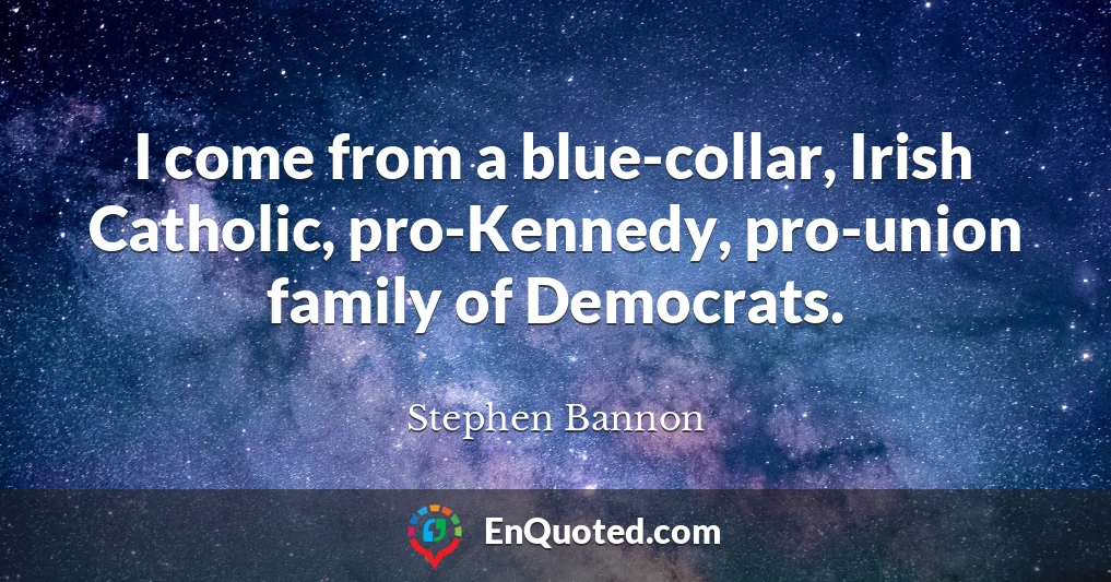 I come from a blue-collar, Irish Catholic, pro-Kennedy, pro-union family of Democrats.