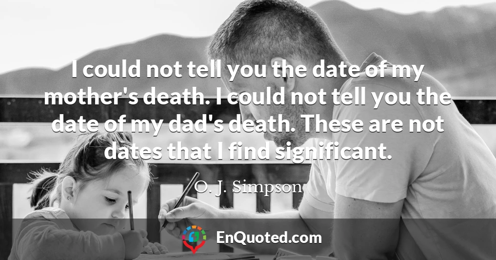 I could not tell you the date of my mother's death. I could not tell you the date of my dad's death. These are not dates that I find significant.