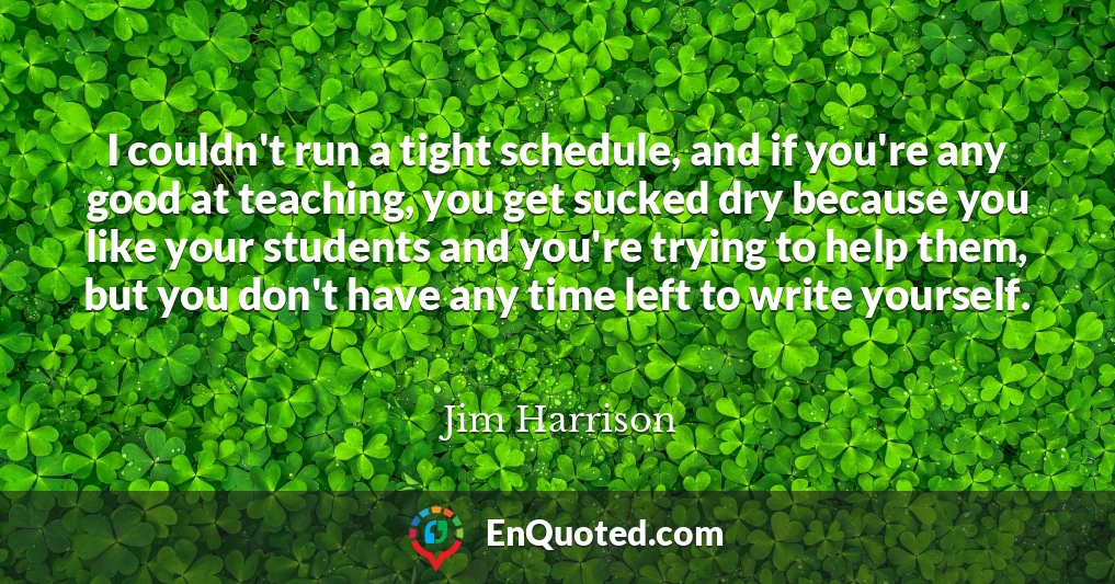I couldn't run a tight schedule, and if you're any good at teaching, you get sucked dry because you like your students and you're trying to help them, but you don't have any time left to write yourself.