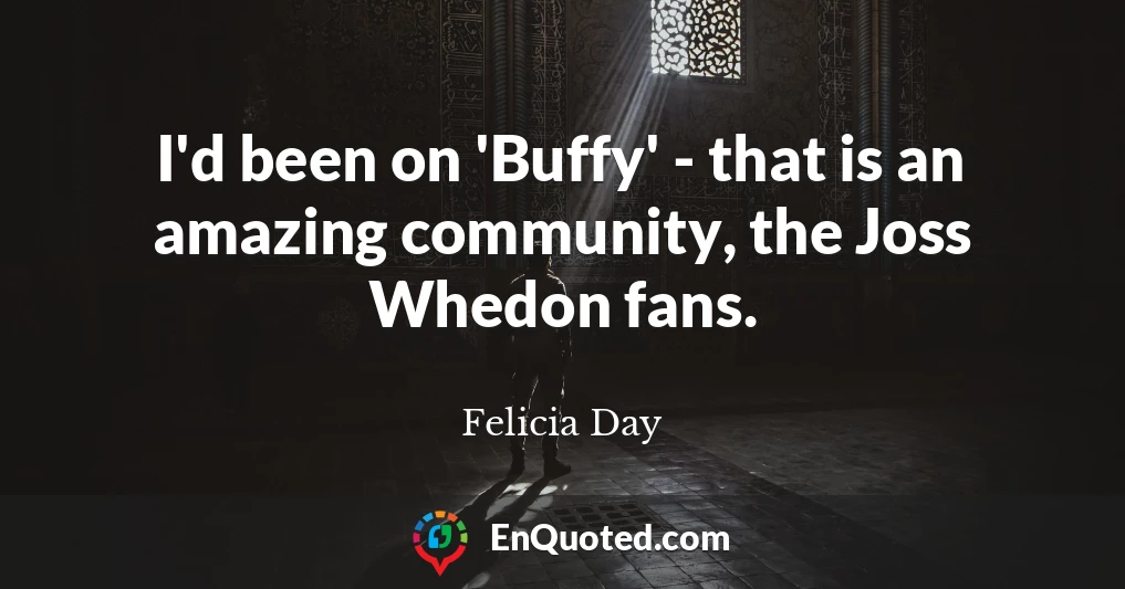 I'd been on 'Buffy' - that is an amazing community, the Joss Whedon fans.