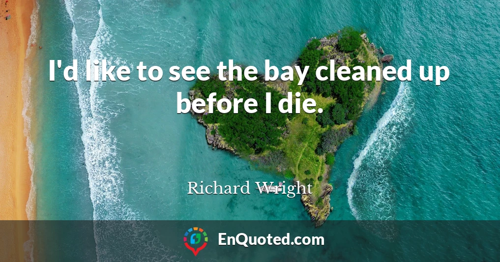 I'd like to see the bay cleaned up before I die.