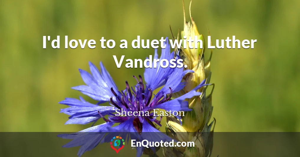 I'd love to a duet with Luther Vandross.