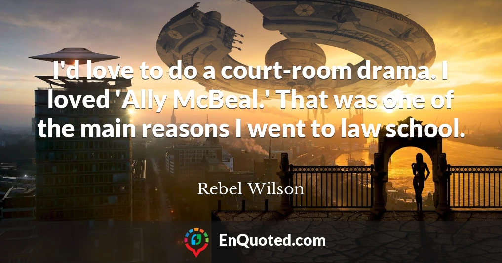 I'd love to do a court-room drama. I loved 'Ally McBeal.' That was one of the main reasons I went to law school.