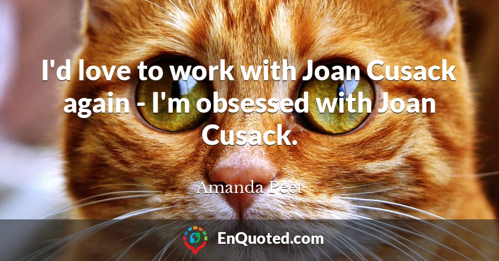I'd love to work with Joan Cusack again - I'm obsessed with Joan Cusack.