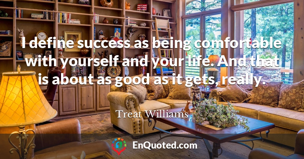 I define success as being comfortable with yourself and your life. And that is about as good as it gets, really.