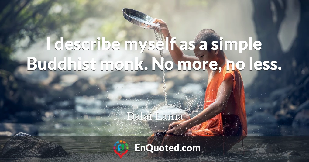 I describe myself as a simple Buddhist monk. No more, no less.