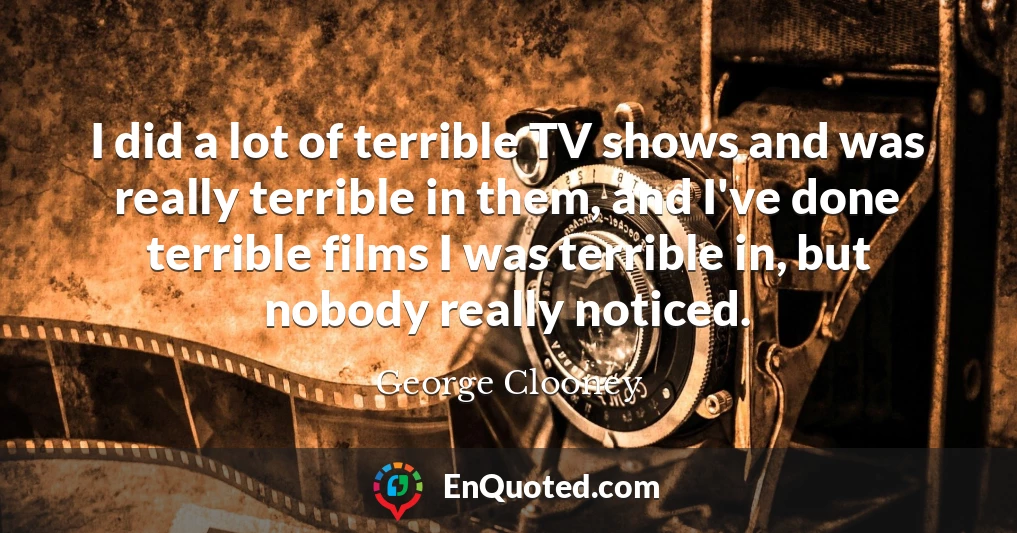 I did a lot of terrible TV shows and was really terrible in them, and I've done terrible films I was terrible in, but nobody really noticed.