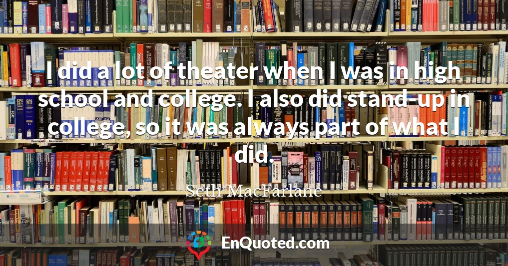 I did a lot of theater when I was in high school and college. I also did stand-up in college, so it was always part of what I did.