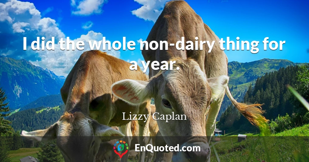 I did the whole non-dairy thing for a year.
