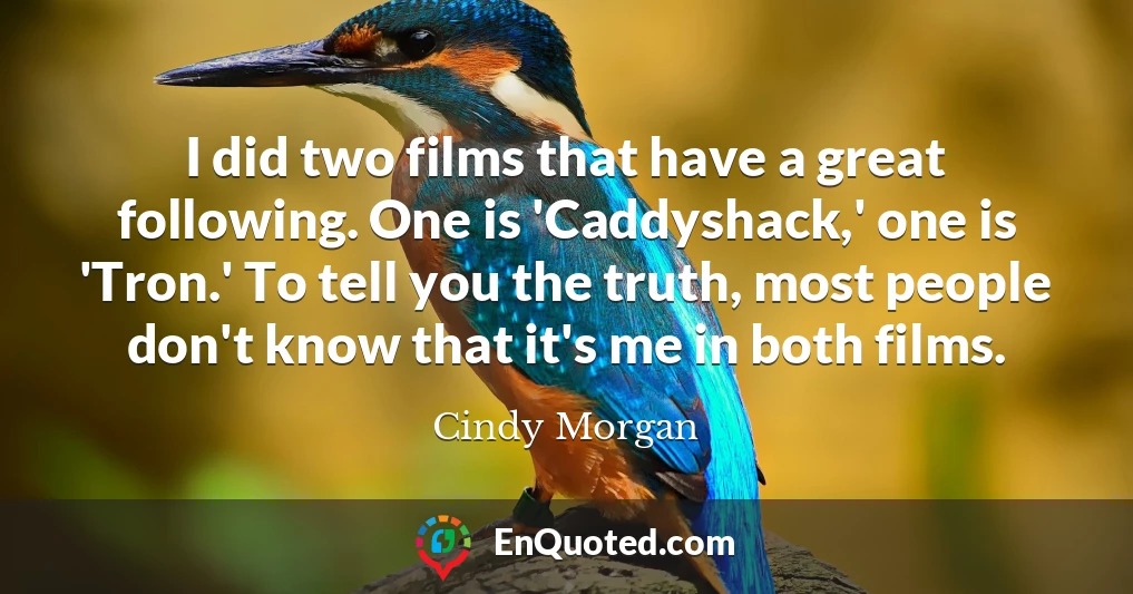 I did two films that have a great following. One is 'Caddyshack,' one is 'Tron.' To tell you the truth, most people don't know that it's me in both films.