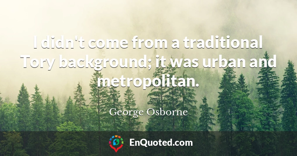 I didn't come from a traditional Tory background; it was urban and metropolitan.