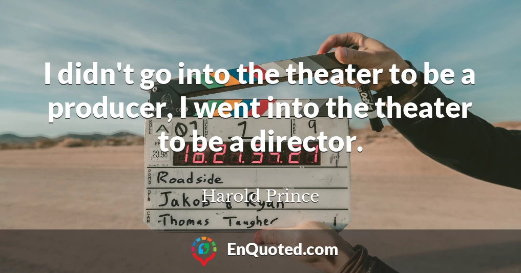 I didn't go into the theater to be a producer, I went into the theater to be a director.
