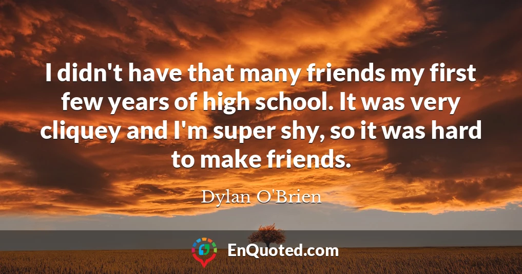 I didn't have that many friends my first few years of high school. It was very cliquey and I'm super shy, so it was hard to make friends.