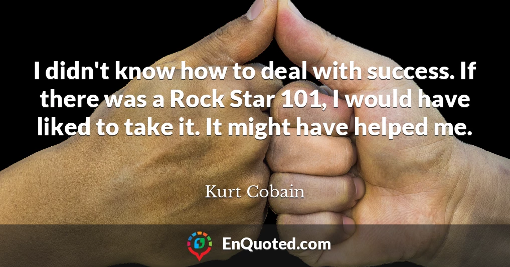 I didn't know how to deal with success. If there was a Rock Star 101, I would have liked to take it. It might have helped me.