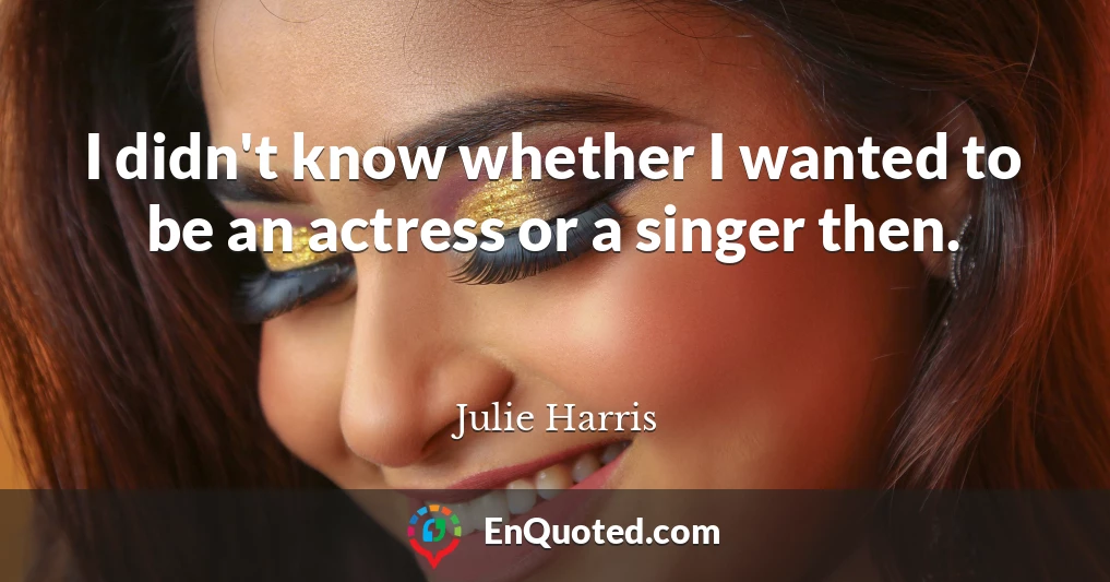 I didn't know whether I wanted to be an actress or a singer then.