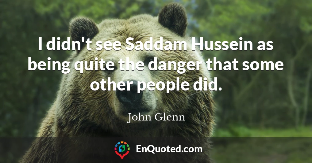 I didn't see Saddam Hussein as being quite the danger that some other people did.